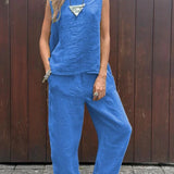 Mayte™ Conjunto casual elegante de dos piezas con chaleco y pantalones sin mangas