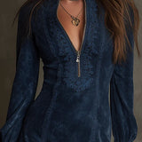 Brisa - Mini Vestido de Ante con Encaje