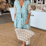 Modena - Vestido casual estampado con escote en V y media manga para Mujer