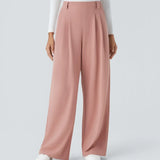 Halara - Pantalones de oficina de pierna ancha con bolsillos laterales y cintura alta para Mujer