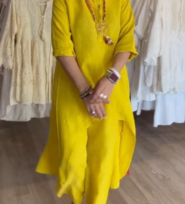 Chiara™ Traje casual de lino de color liso para mujer