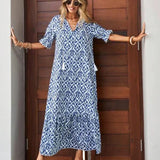 Felicia™ Vestido largo de tejido suelto con estampado de flores