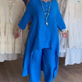 Chiara™ Traje casual de lino de color liso para mujer