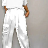 Bindi™ Conjunto elegante de camisa de media manga y pantalones informales