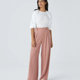 Halara - Pantalones de oficina de pierna ancha con bolsillos laterales y cintura alta para Mujer