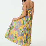 Lisa – Vestido largo plisado con estampado floral