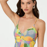 Lisa – Vestido largo plisado con estampado floral