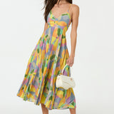 Lisa – Vestido largo plisado con estampado floral