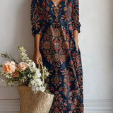 Sophie – Vestido túnica con bolsillos y estampado floral vintage para mujer