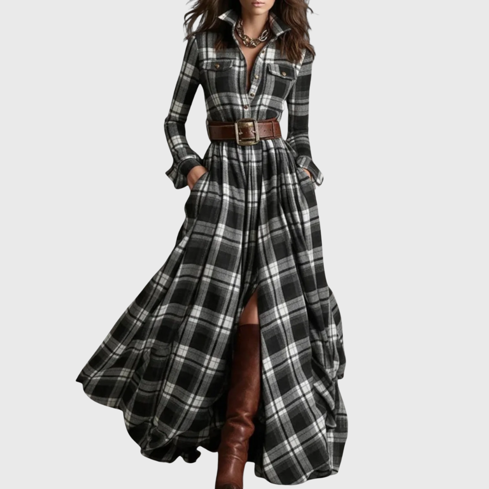Lina - Maxi vestido a cuadros