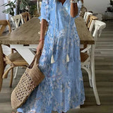 Dúnia™ VESTIDO LARGO CON ESTAMPADO Y VOLANTES
