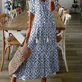 Dúnia™ VESTIDO LARGO CON ESTAMPADO Y VOLANTES