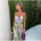 Tove - Vestido largo colorido con efecto tie-dye con lazo extraíble