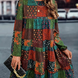 Loana™ Vestido estampado de manga larga