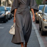Sofia - Vestido elegante con mangas farol y cinturón para Mujer