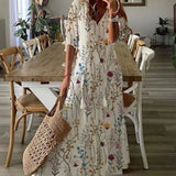 Dúnia™ VESTIDO LARGO CON ESTAMPADO Y VOLANTES