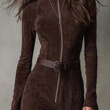 Lunori™ | Vestido largo de ante Alessia
