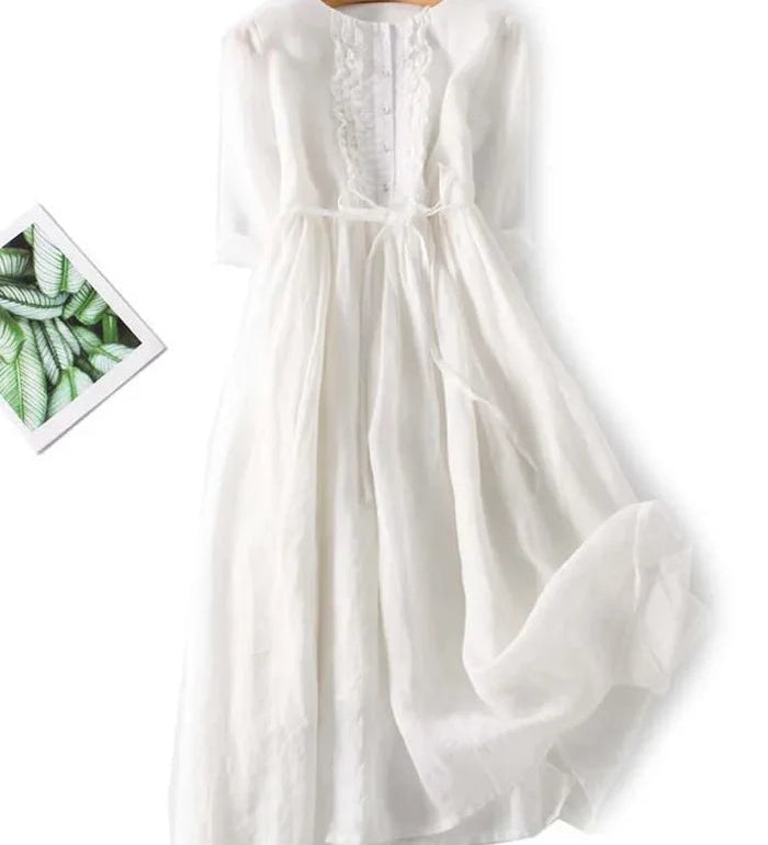 Laura - Vestido elegante de lino para Mujer