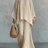 Beatrice - Conjunto de Top y Pantalones Flowy en Mezcla de Lino Minimalista para Mujer