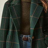 Florencia |  Abrigo de Mujer de Tweed a Cuadros con Solapas Retro
