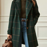 Florencia |  Abrigo de Mujer de Tweed a Cuadros con Solapas Retro